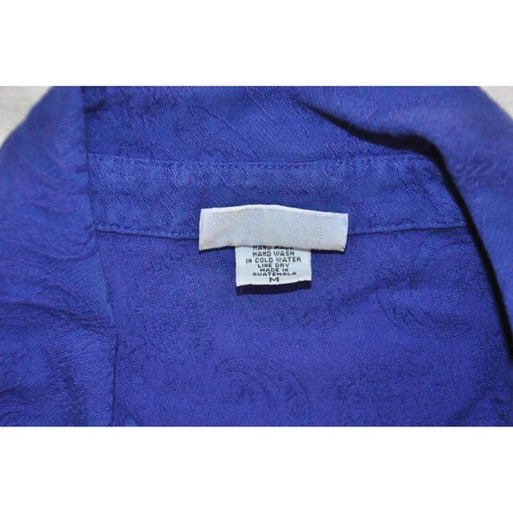 Eucalyptus Shirt Mens Medium Blue Paisley Button Up Long Sleeve Guatemala Boho - Picture 3 of 11